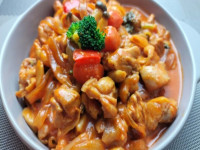 까르보순살 빨간찜닭+소스300g까르보크림분말100g(옛날납작당면100g또는 구멍떡200g또는 분모자200g중 택1)-10kg이상 세트 (수요일발주)가슴살